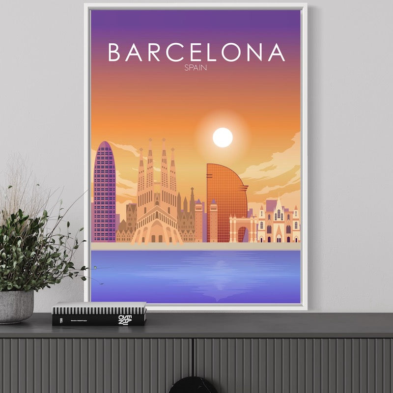 Barcelona Poster | Barcelona Wall Art | Barcelona Sunset Print