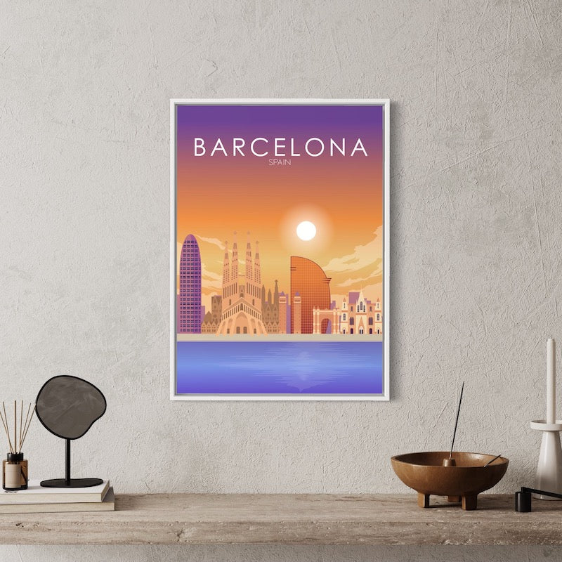 Barcelona Poster | Barcelona Wall Art | Barcelona Sunset Print
