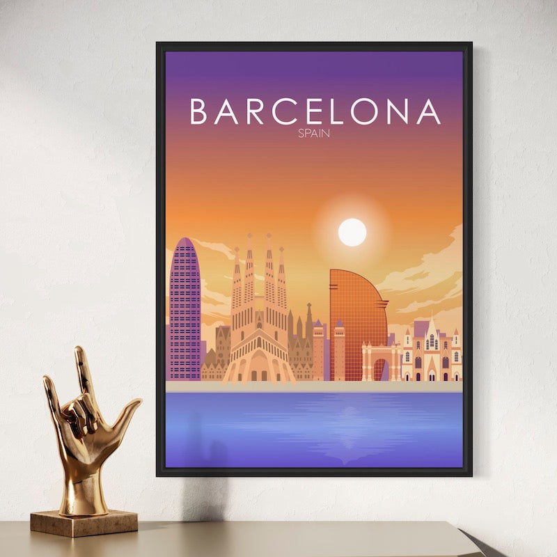 Barcelona Poster | Barcelona Wall Art | Barcelona Sunset Print