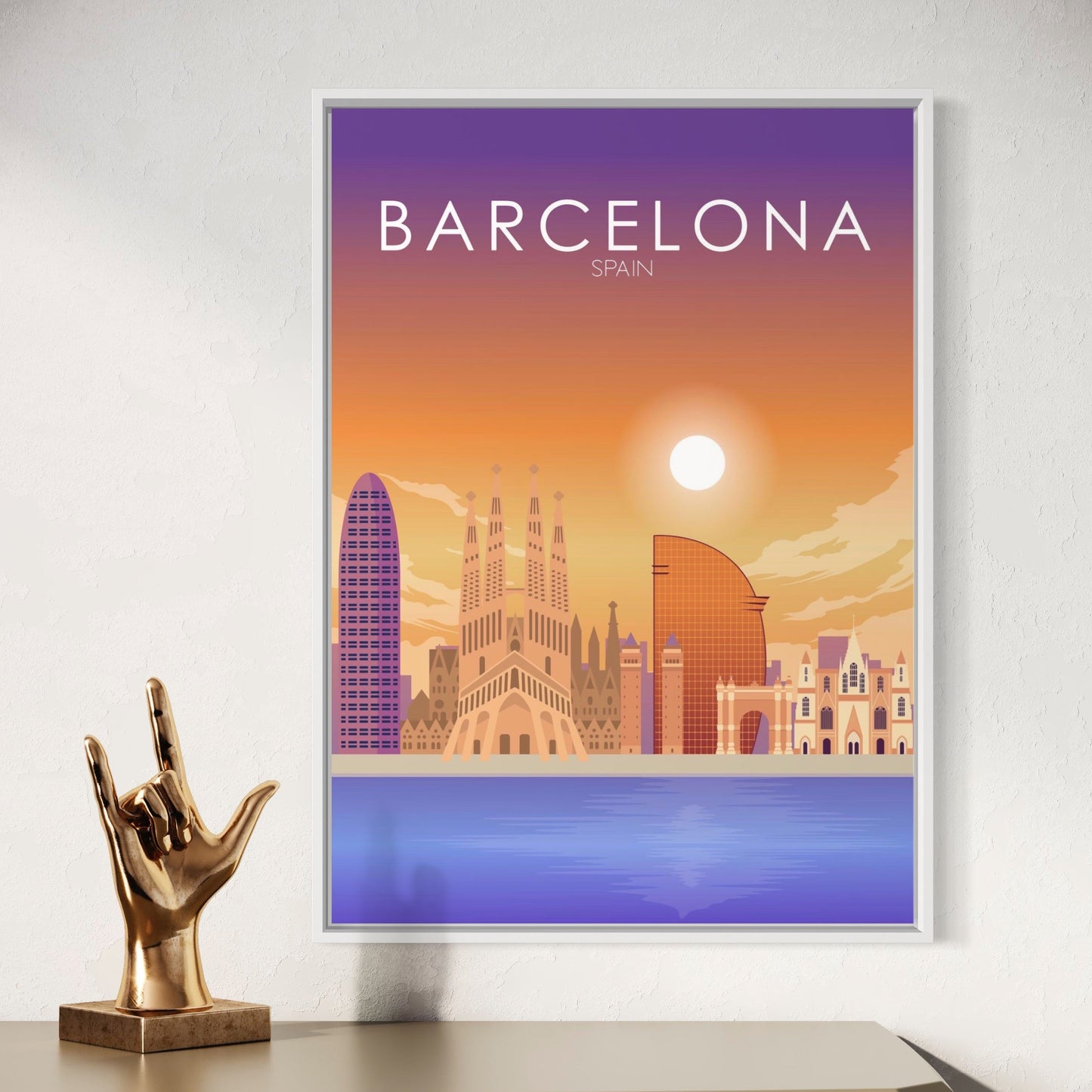 Barcelona Poster | Barcelona Wall Art | Barcelona Sunset Print