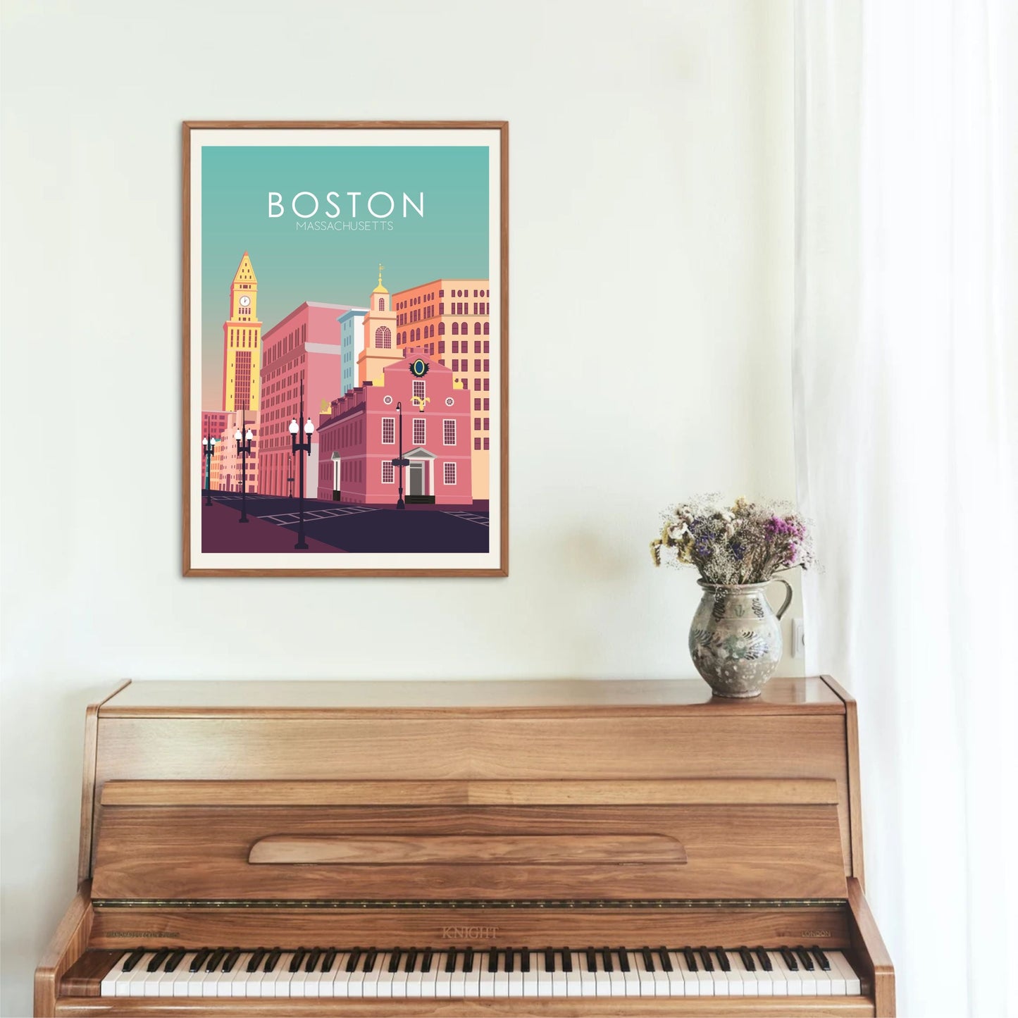 Boston Poster | Boston Wall Art | Boston Pastel Print