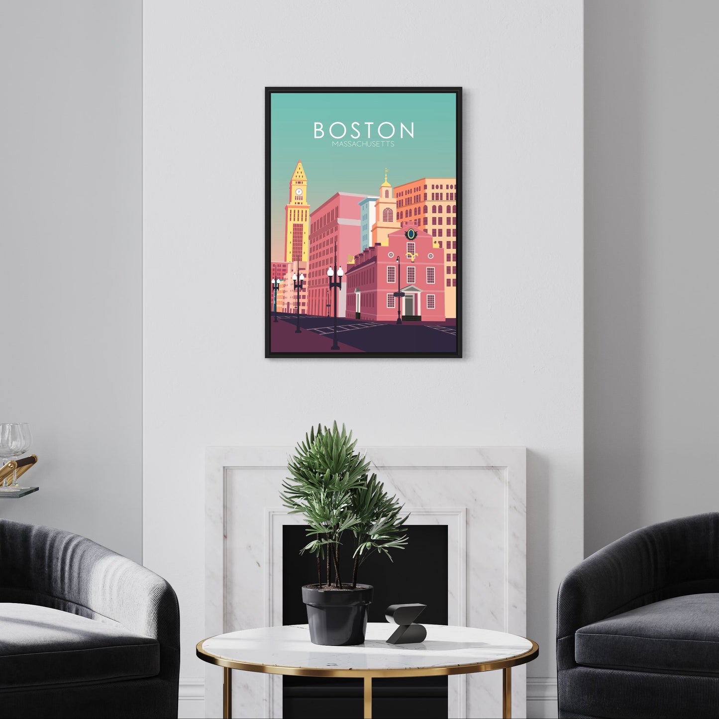 Boston Poster | Boston Wall Art | Boston Pastel Print