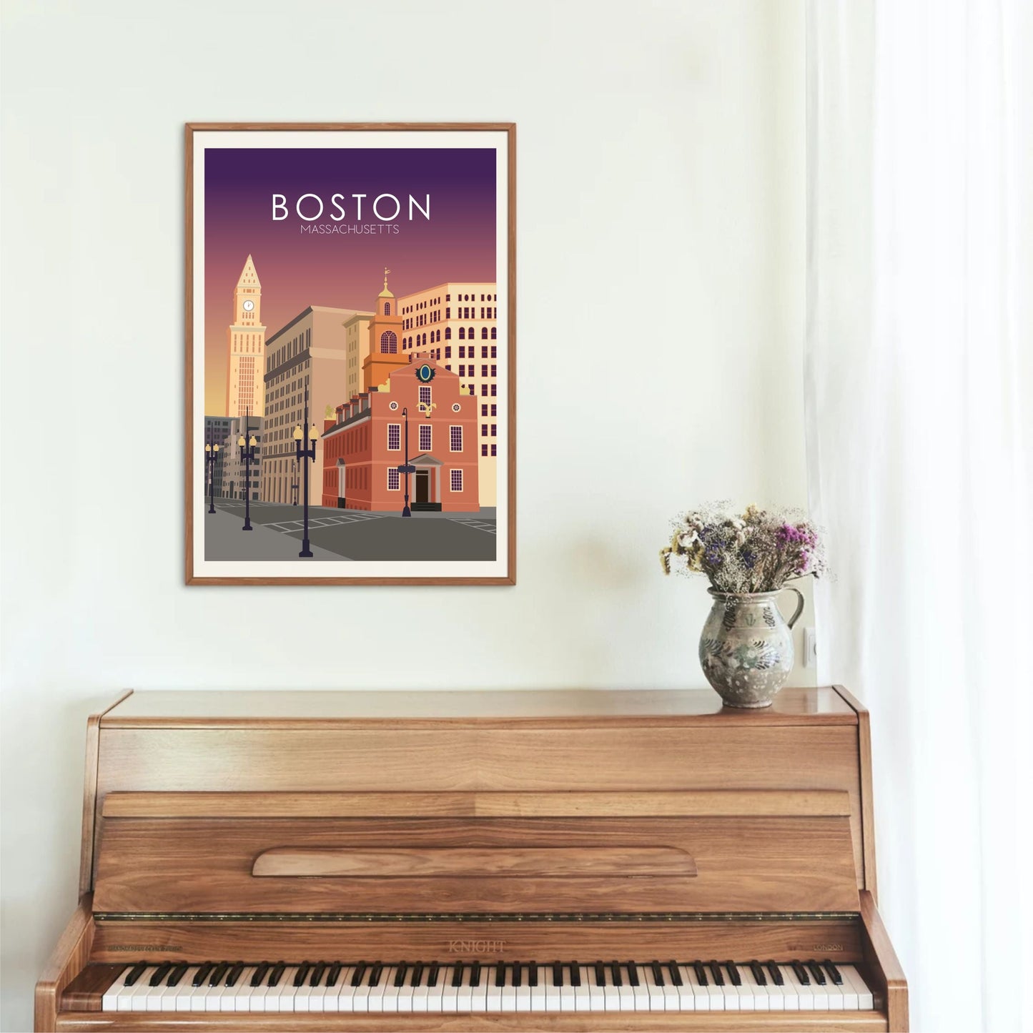 Boston Poster | Boston Wall Art | Boston Sunset Print