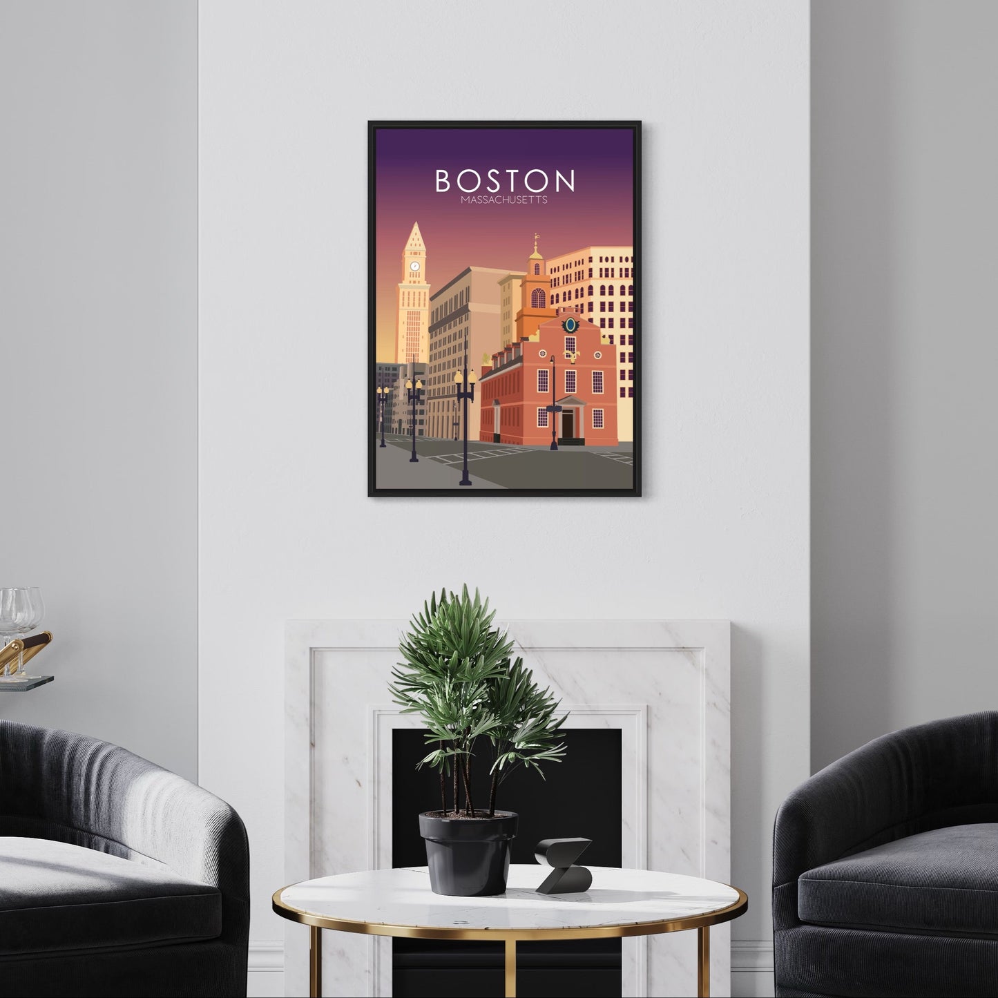 Boston Poster | Boston Wall Art | Boston Sunset Print