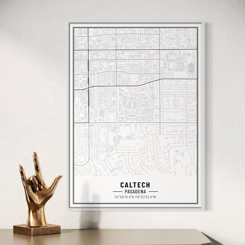 Caltech Map Poster | Caltech Map Wall Art | Caltech Map Print