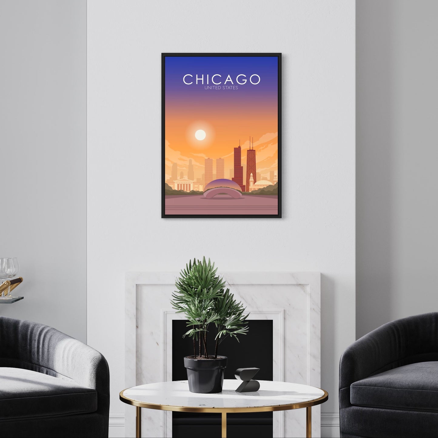Chicago Poster | Chicago Wall Art | Chicago Sunset Print