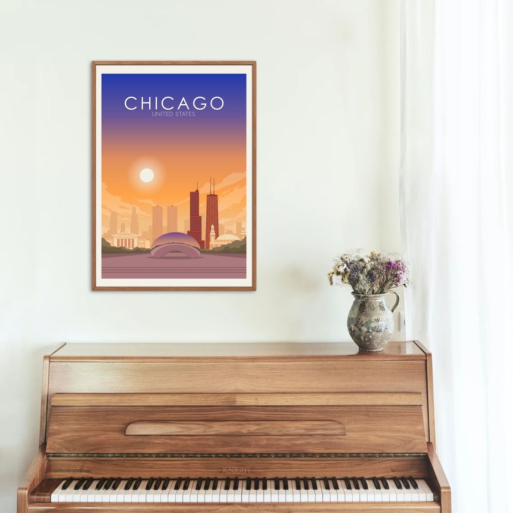 Chicago Poster | Chicago Wall Art | Chicago Sunset Print