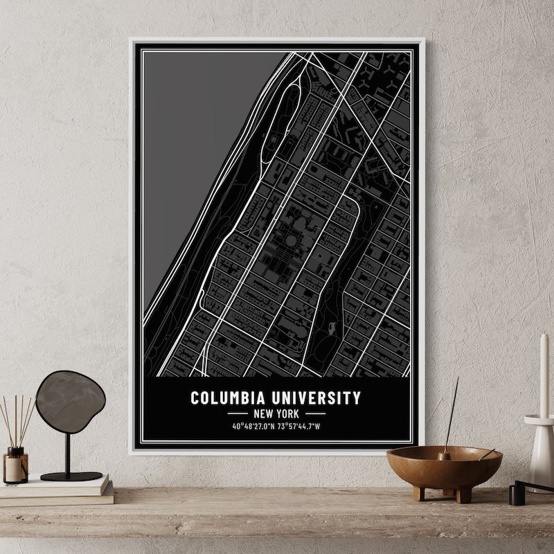 Columbia University Map Poster | Columbia University Map Wall Art | Columbia University Map Print