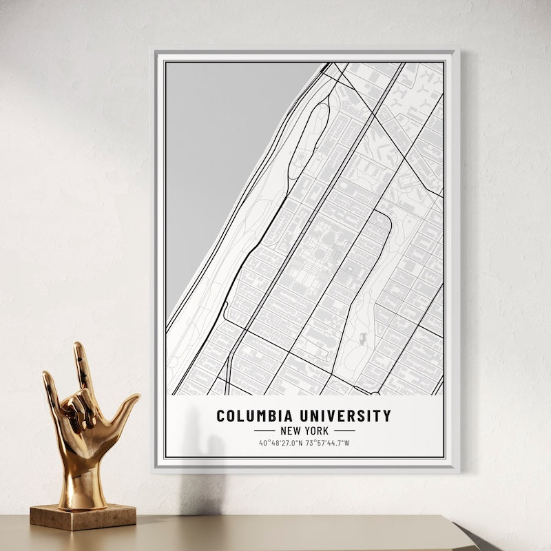 Columbia University Map Poster | Columbia University Map Wall Art | Columbia University Map Print