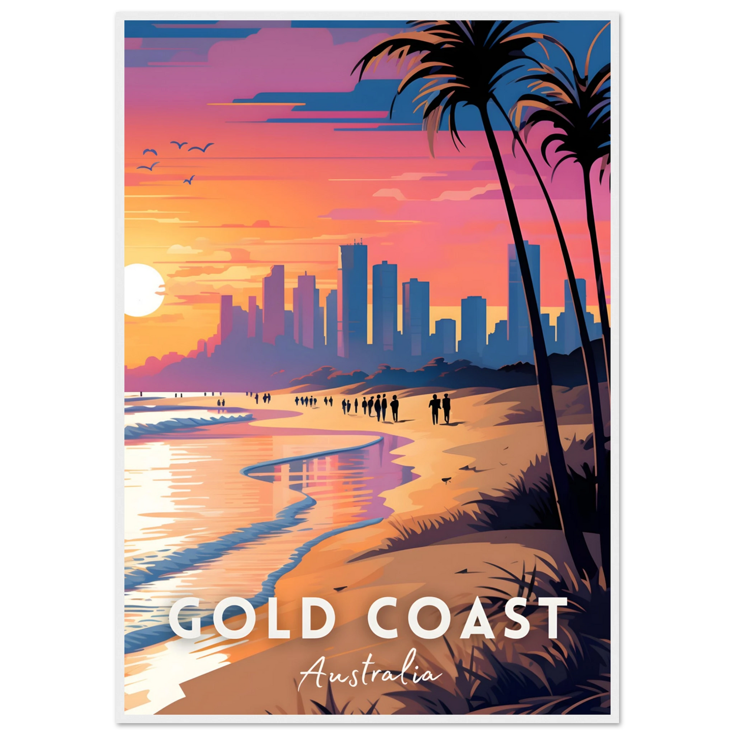 Gold Coast Poster White Frame