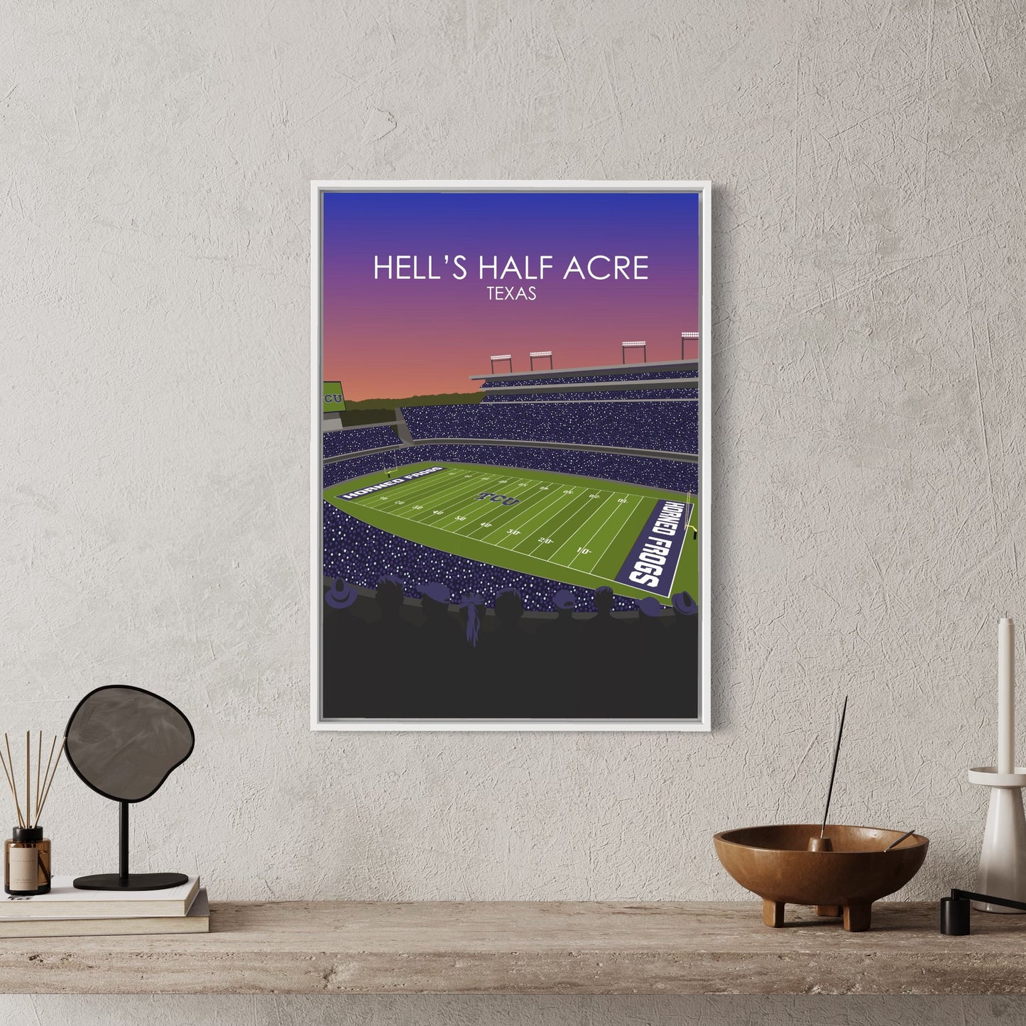 Hell's Half Acre Poster | Amon G. Carter Stadium Poster | University of TSU Horned frogs College Football Stadium Print