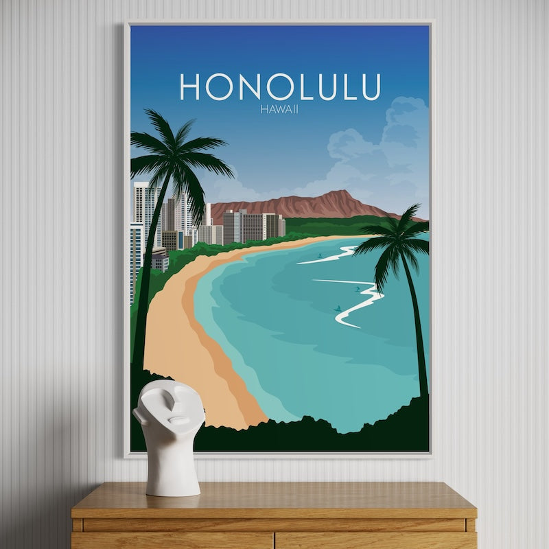 Honolulu Poster | Honolulu Wall Art | Honolulu Daytime Print