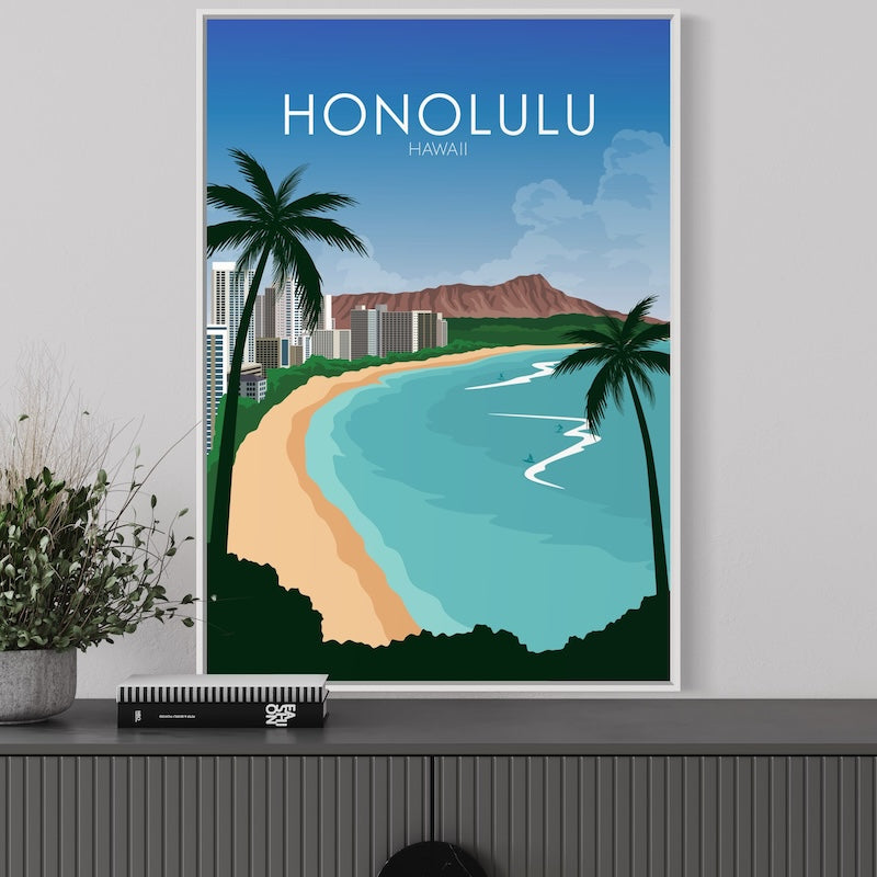 Honolulu Poster | Honolulu Wall Art | Honolulu Daytime Print