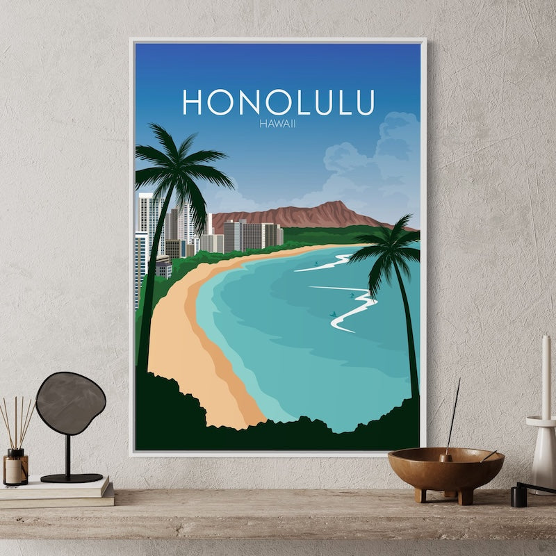 Honolulu Poster | Honolulu Wall Art | Honolulu Daytime Print