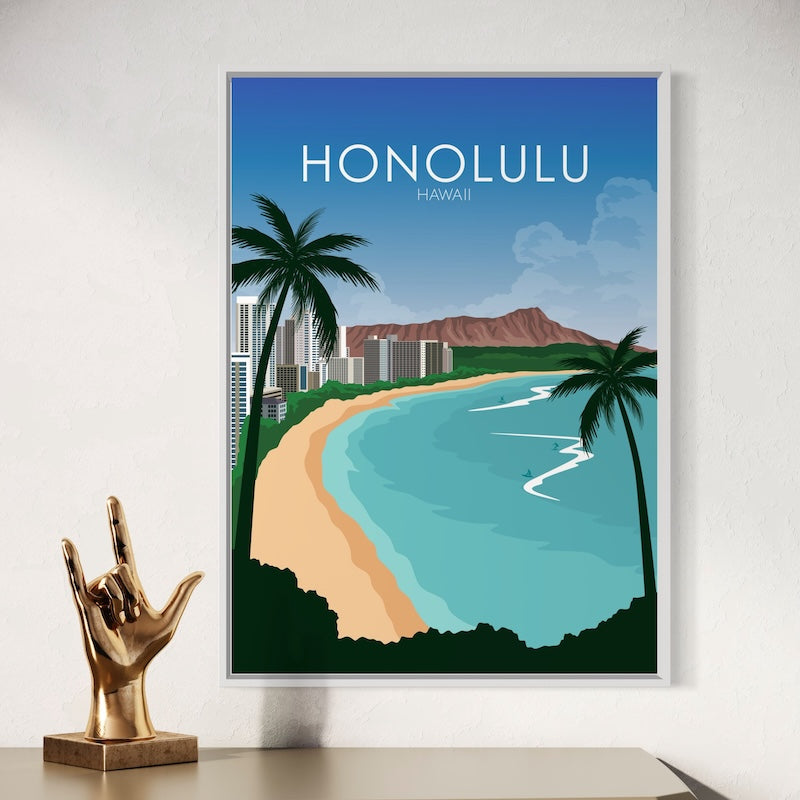 Honolulu Poster | Honolulu Wall Art | Honolulu Daytime Print