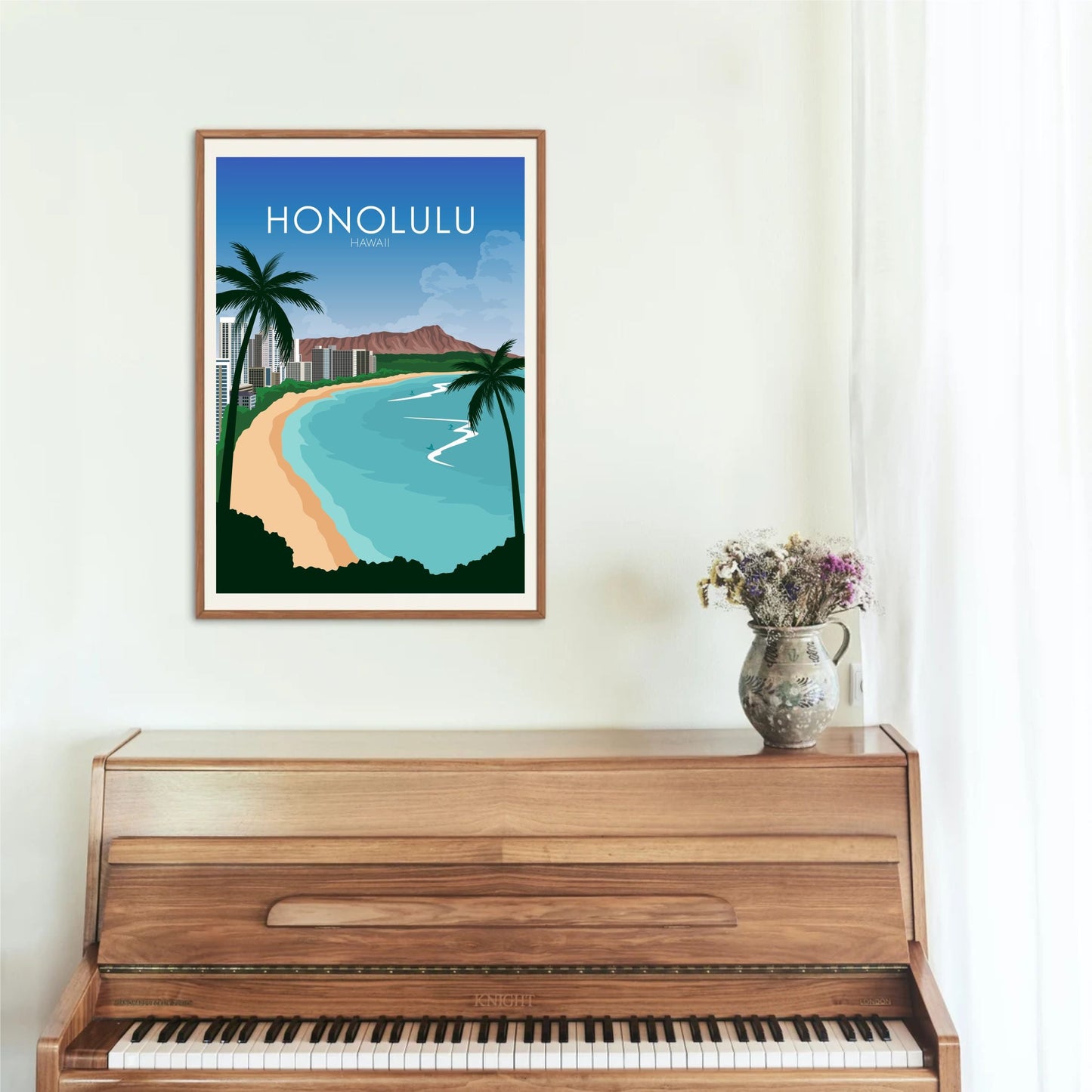 Honolulu Poster | Honolulu Wall Art | Honolulu Daytime Print