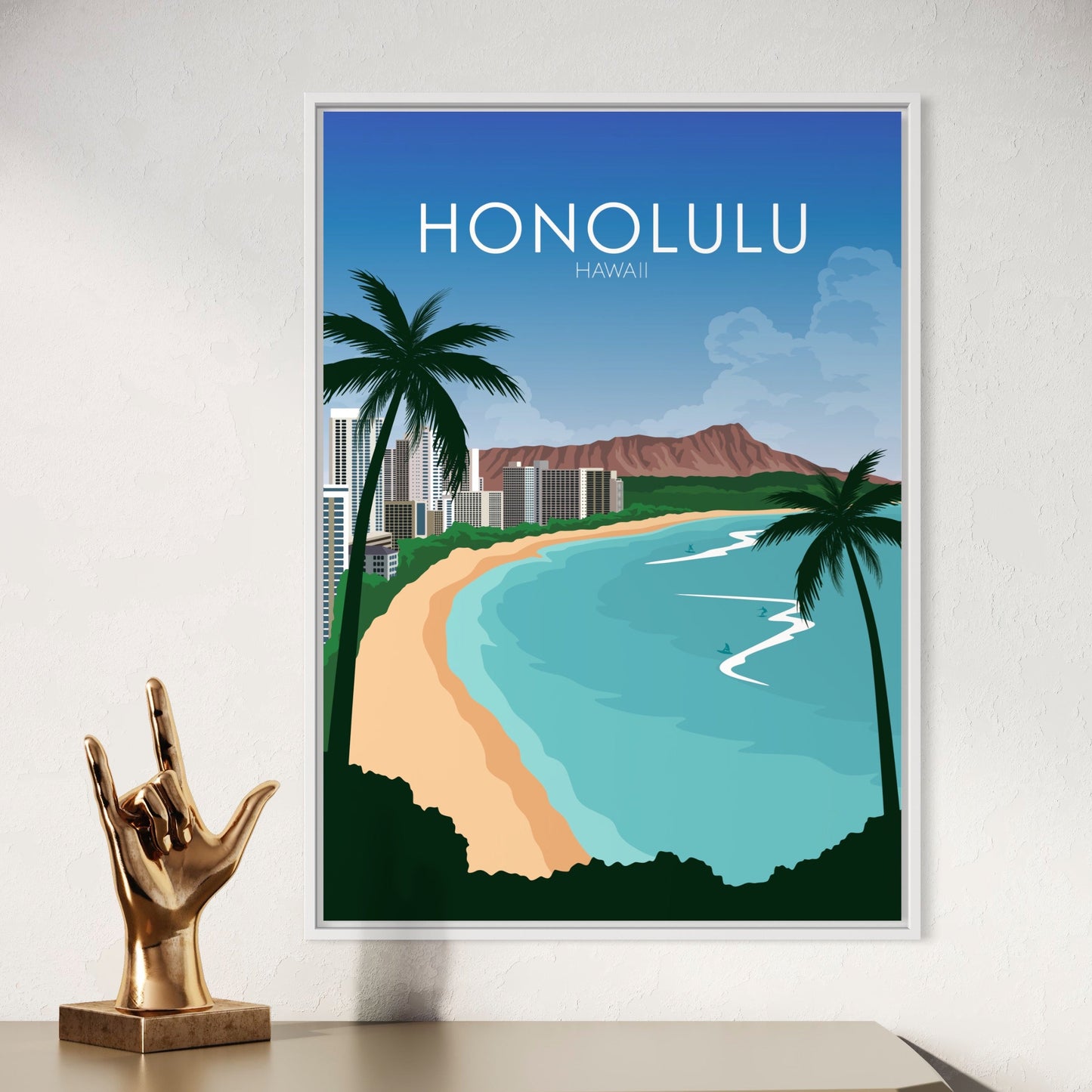 Honolulu Poster | Honolulu Wall Art | Honolulu Daytime Print