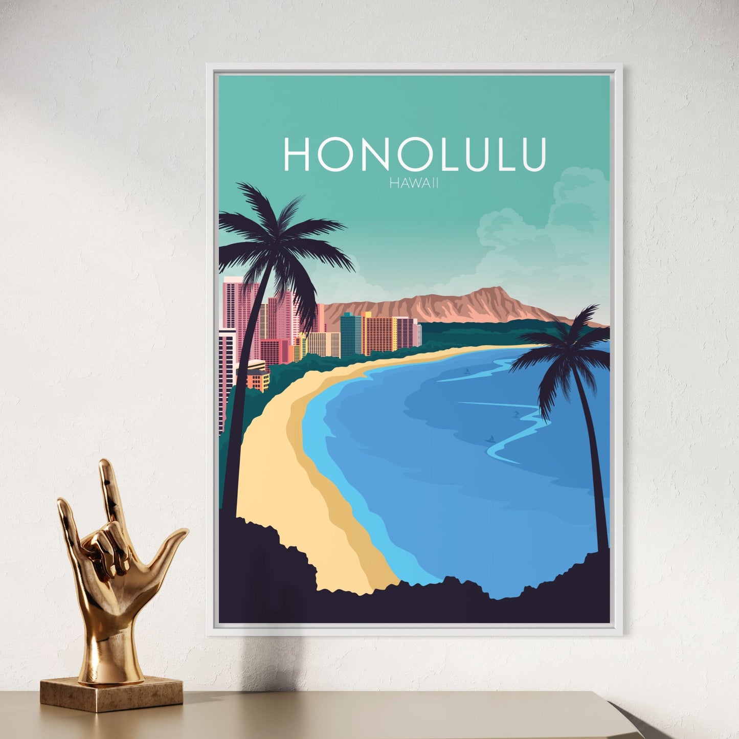 Honolulu Poster | Honolulu Wall Art | Honolulu Pastel Print
