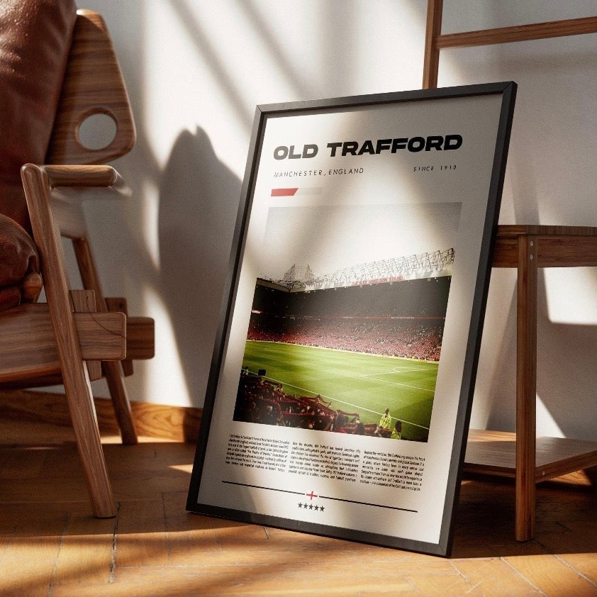 Old Trafford Stadium Print | Manchester United FC Poster | Football Wall Art Gift for United Fans