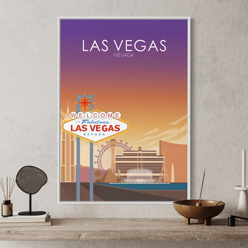 Las Vegas Poster | Las Vegas Wall Art | Las Vegas Sunset Print