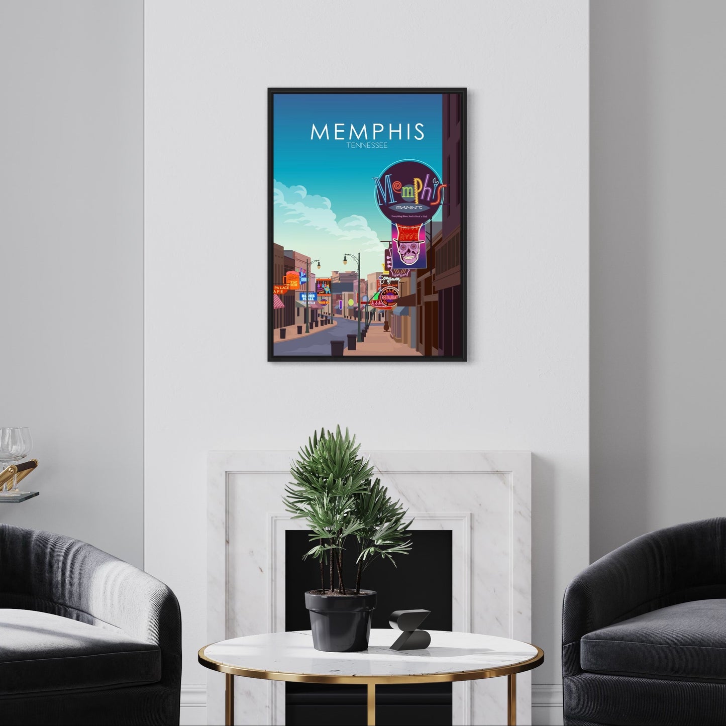 Memphis Poster | Memphis Wall Art | Memphis Daytime Print