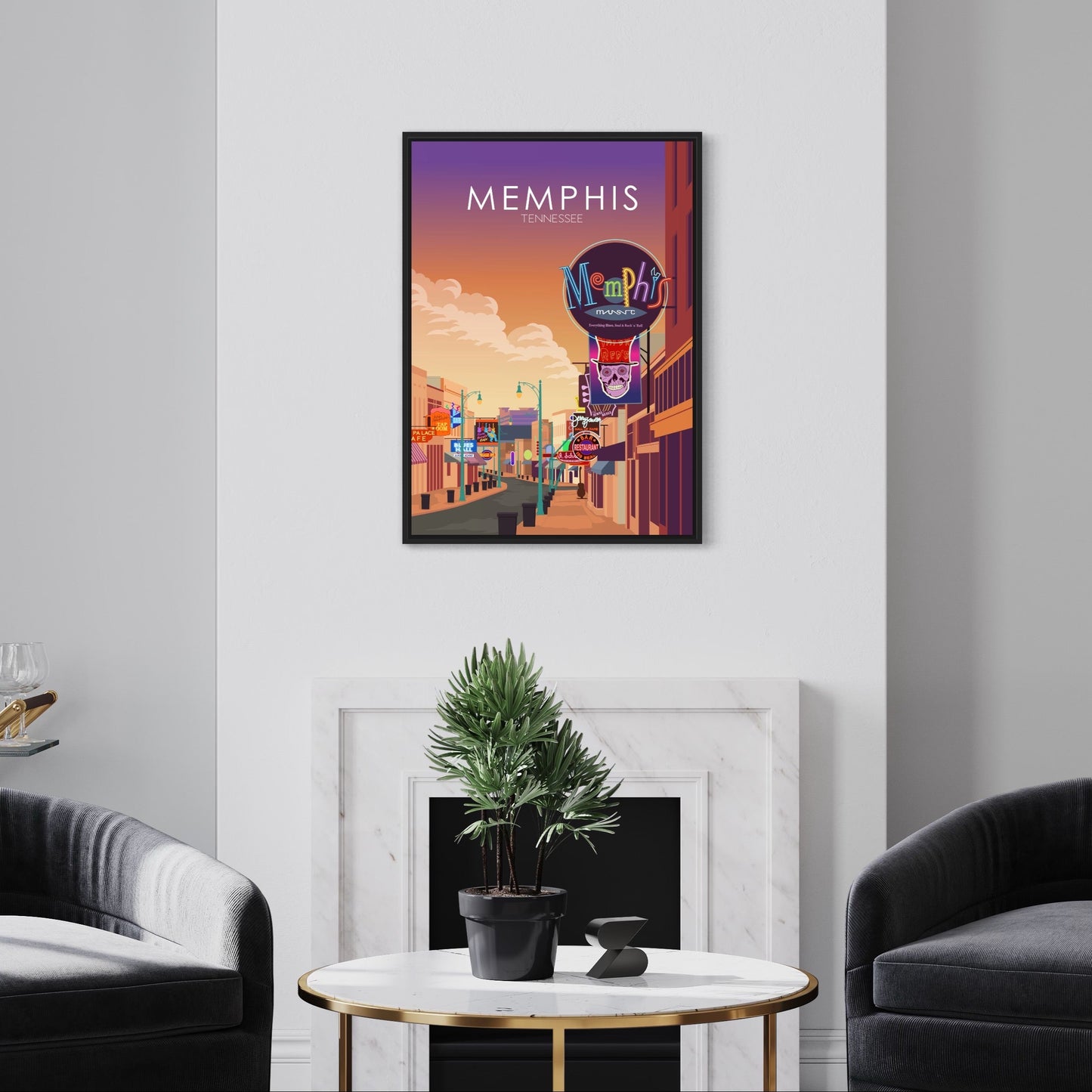 Memphis Poster | Memphis Wall Art | Memphis Sunset Print