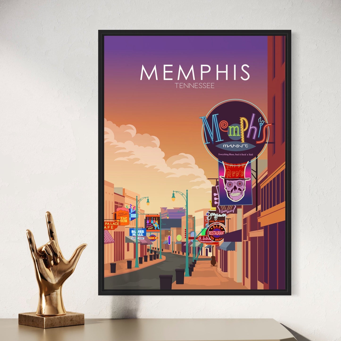 Memphis Poster | Memphis Wall Art | Memphis Sunset Print