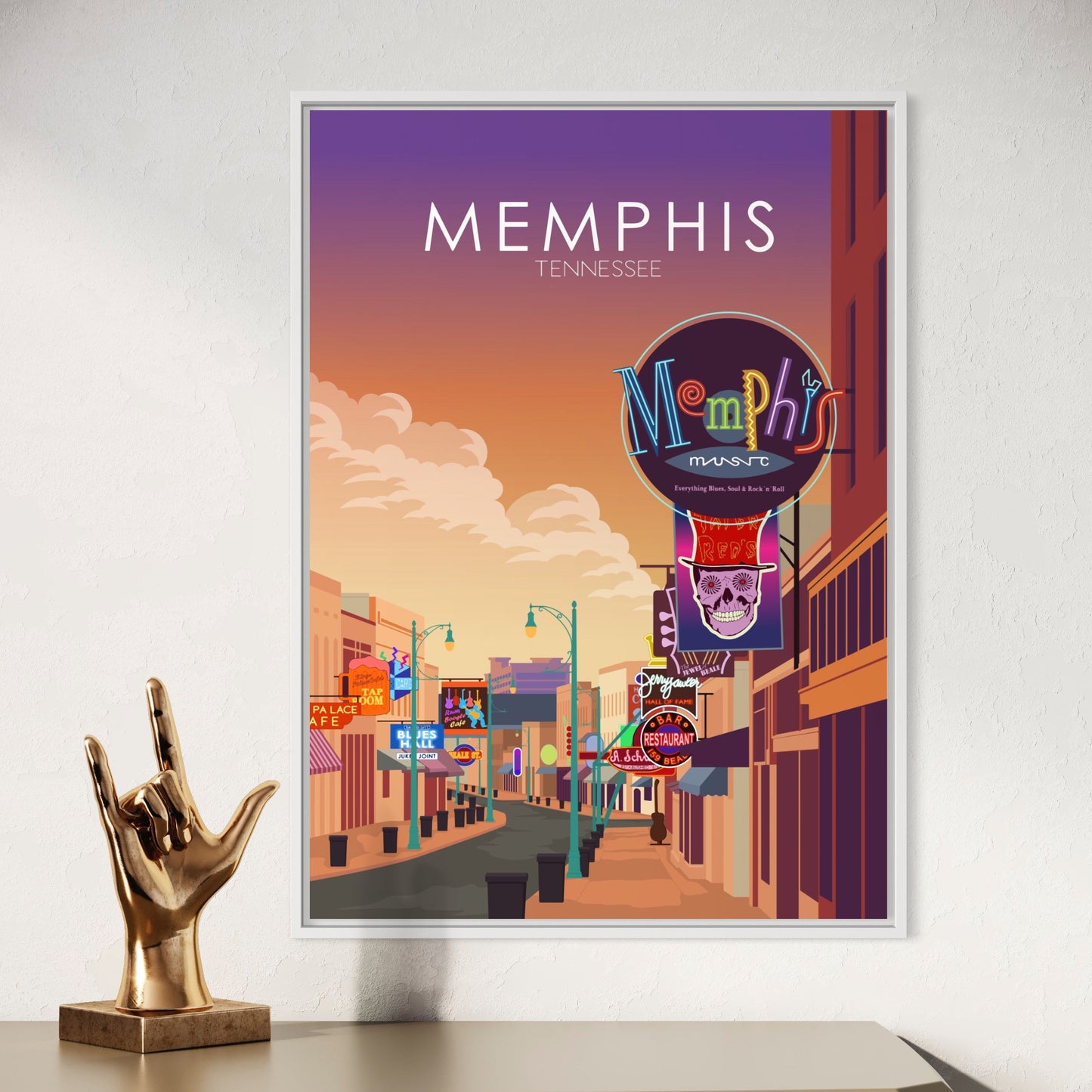 Memphis Poster | Memphis Wall Art | Memphis Sunset Print