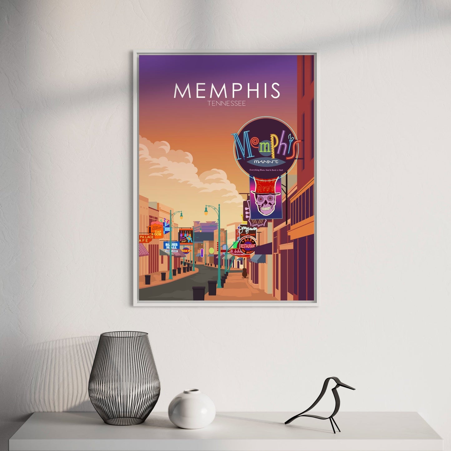Memphis Poster | Memphis Wall Art | Memphis Sunset Print
