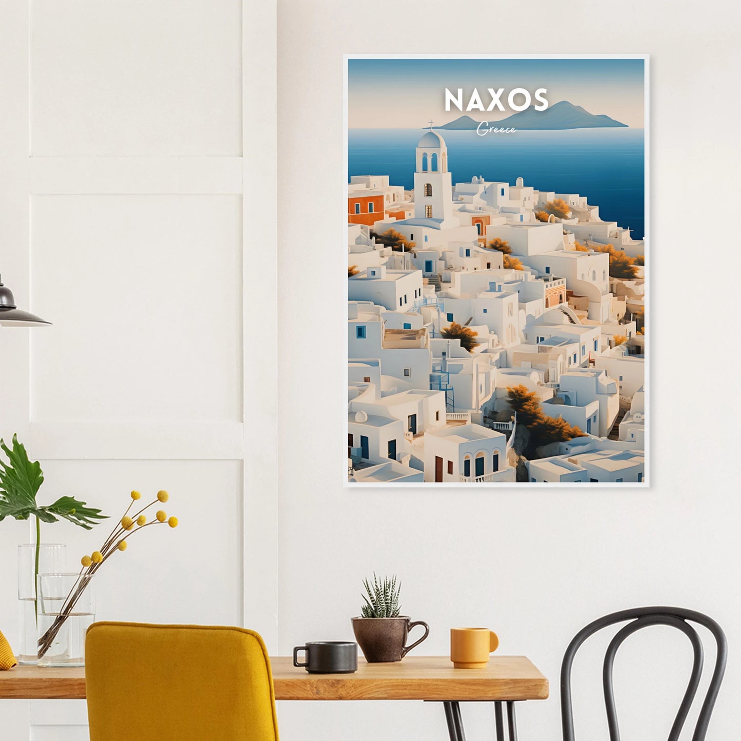 Naxos Travel Poster kitchen mock up