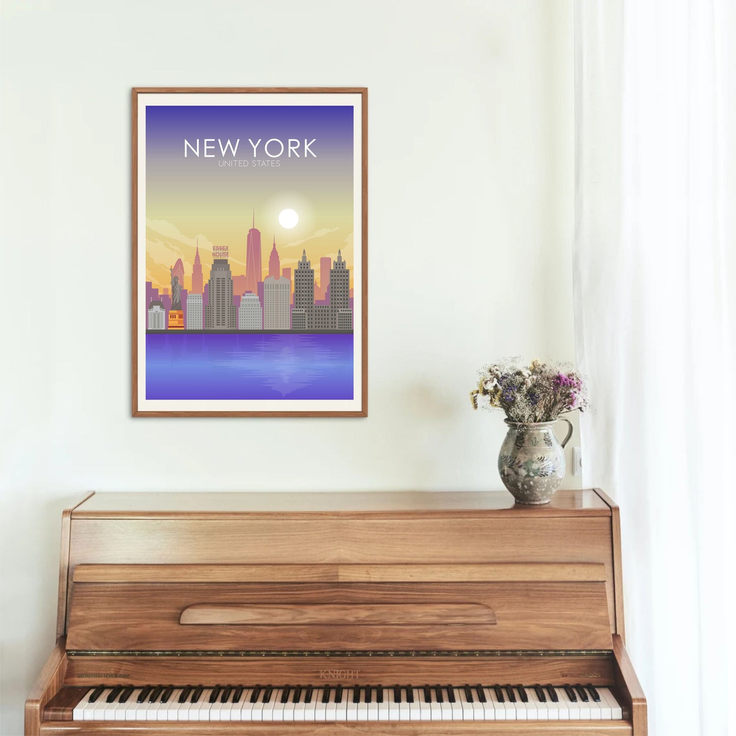New York Poster | New York Wall Art | New York Sunset Print