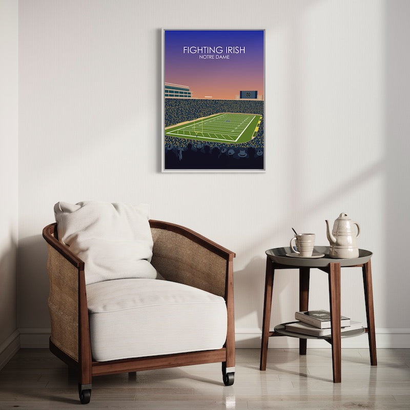 Notre Dame Stadium Poster | University of Notre Dame Fighting Irish College Football Stadium Print