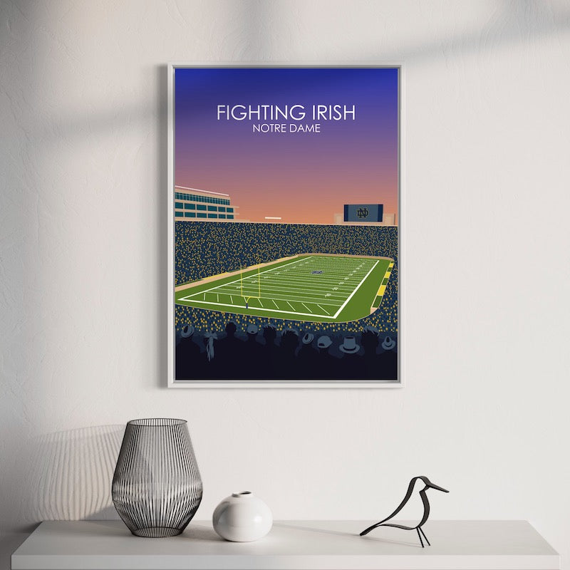 Notre Dame Stadium Poster | University of Notre Dame Fighting Irish College Football Stadium Print