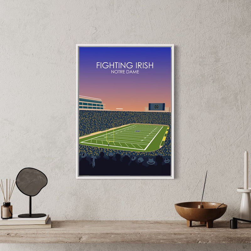 Notre Dame Stadium Poster | University of Notre Dame Fighting Irish College Football Stadium Print