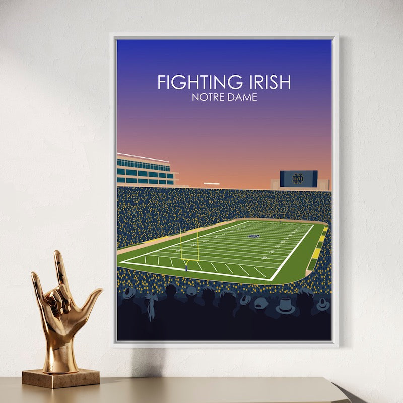 Notre Dame Stadium Poster | University of Notre Dame Fighting Irish College Football Stadium Print