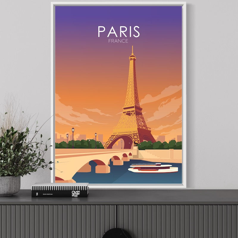 Paris Poster | Paris Wall Art | Paris Sunset Print
