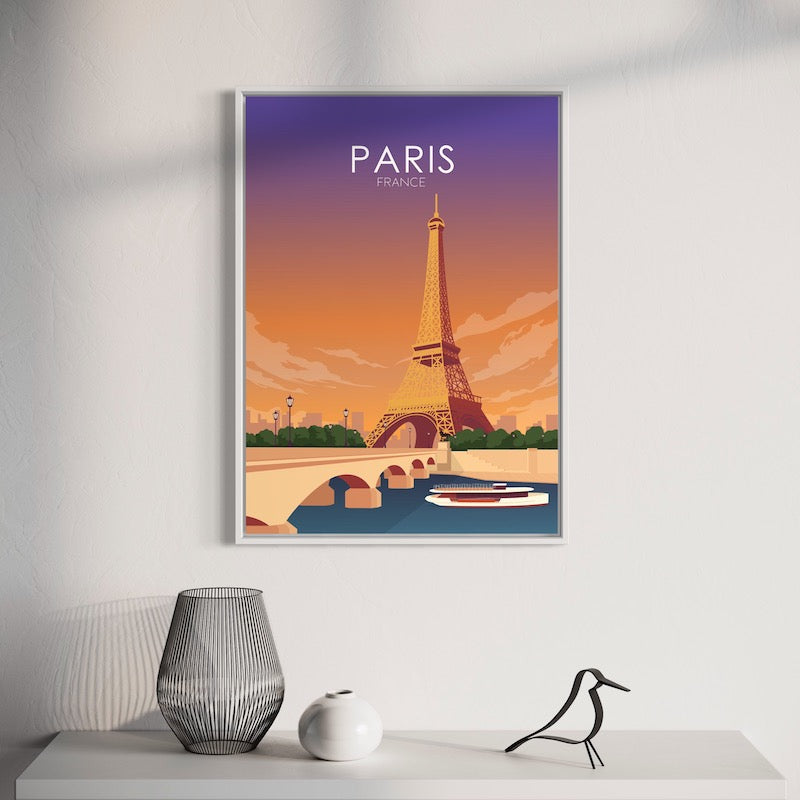 Paris Poster | Paris Wall Art | Paris Sunset Print