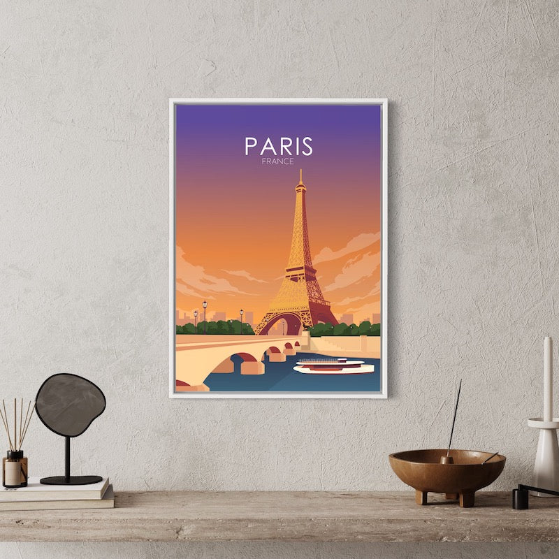 Paris Poster | Paris Wall Art | Paris Sunset Print