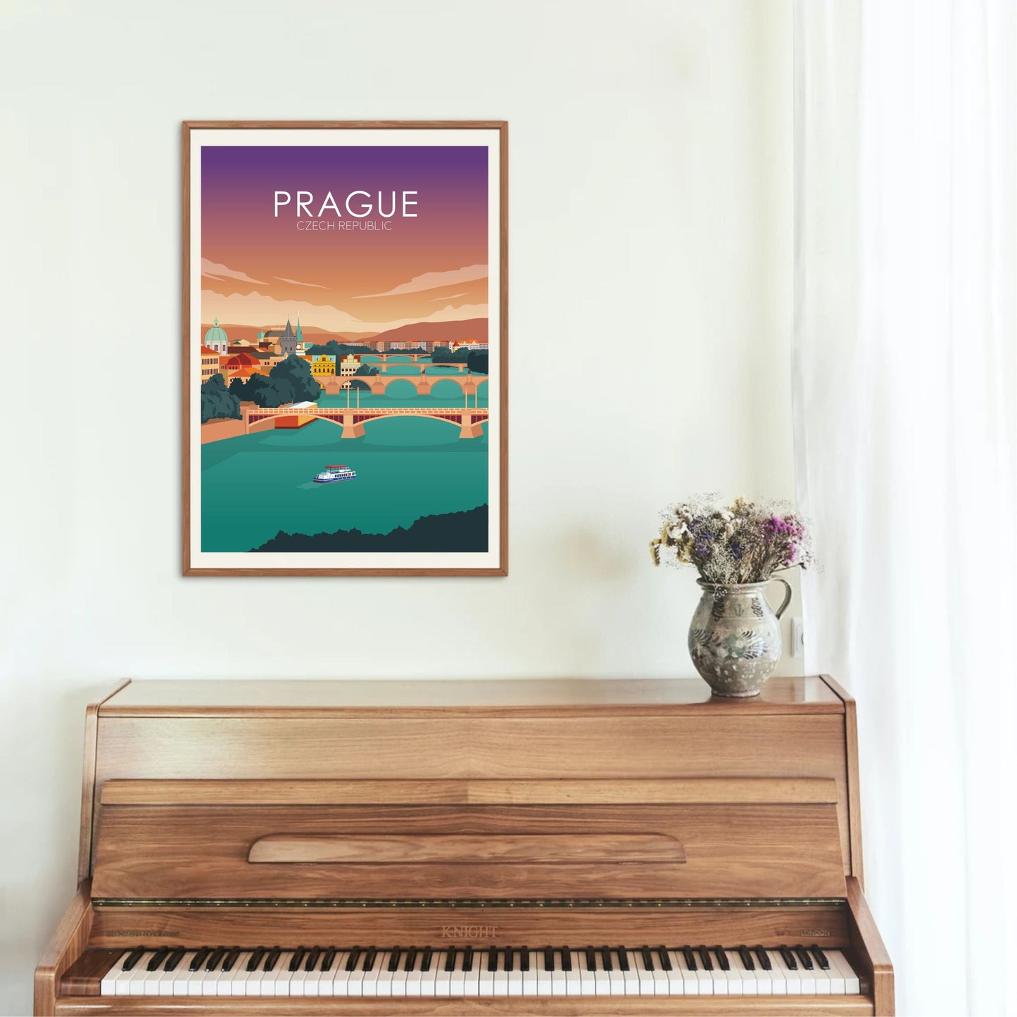 Prague Poster | Prague Wall Art | Prague Sunset Print