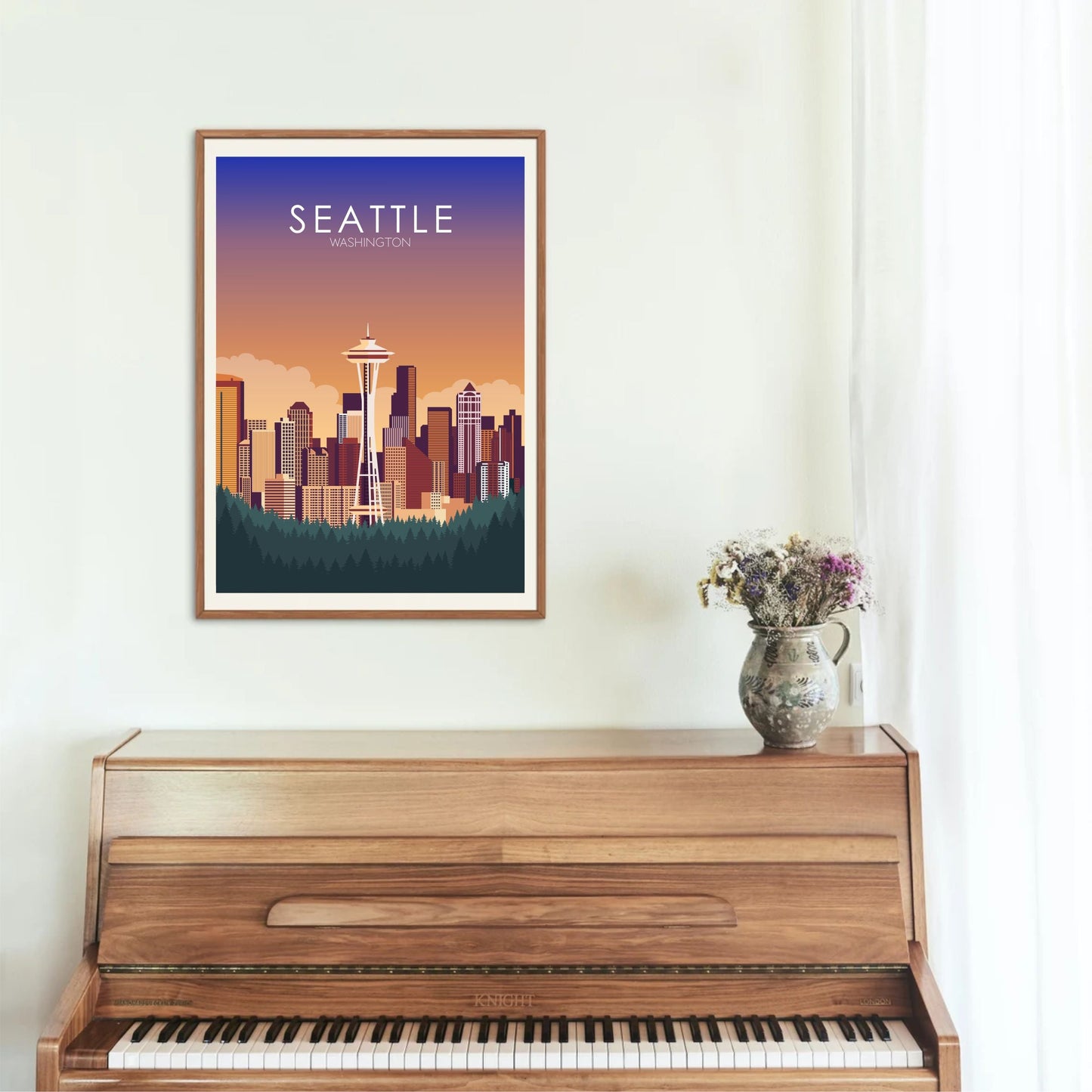 Seattle Poster | Seattle Wall Art | Seattle Sunset Print