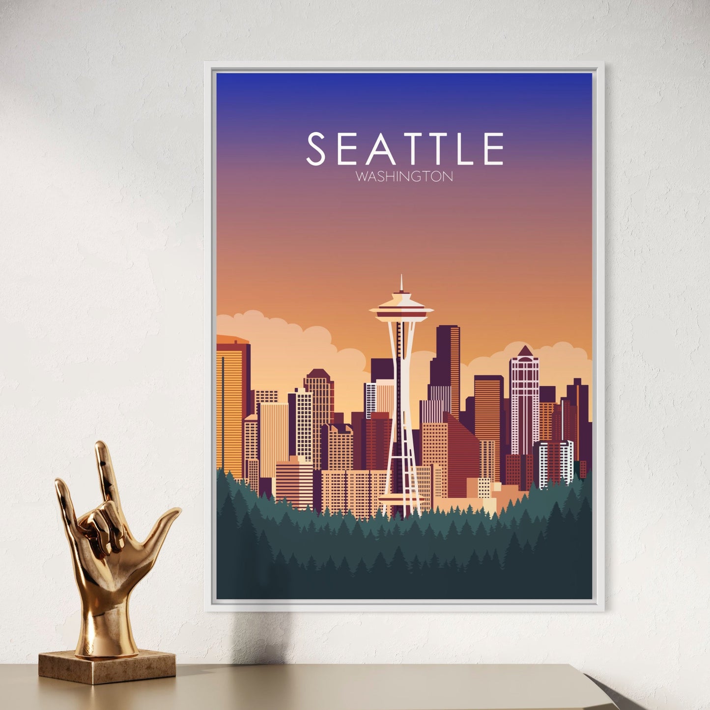 Seattle Poster | Seattle Wall Art | Seattle Sunset Print