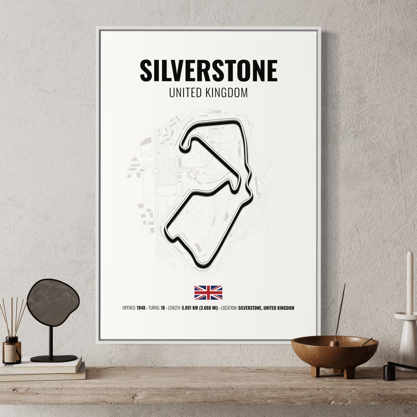 Silverstone F1 Grand Prix Poster | Silverstone F1 Grand Prix Print | Silverstone F1 Grand Prix Wall Art - White