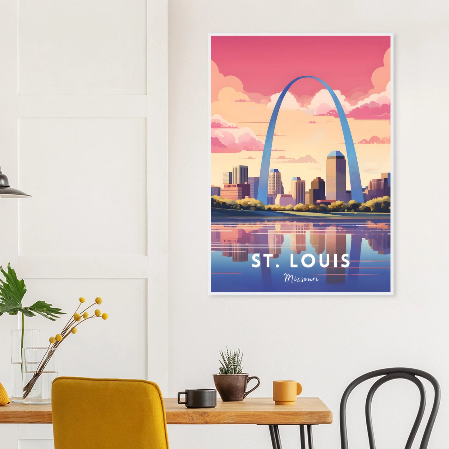 St. Louis, Missouri Travel Poster mockup kitchen
