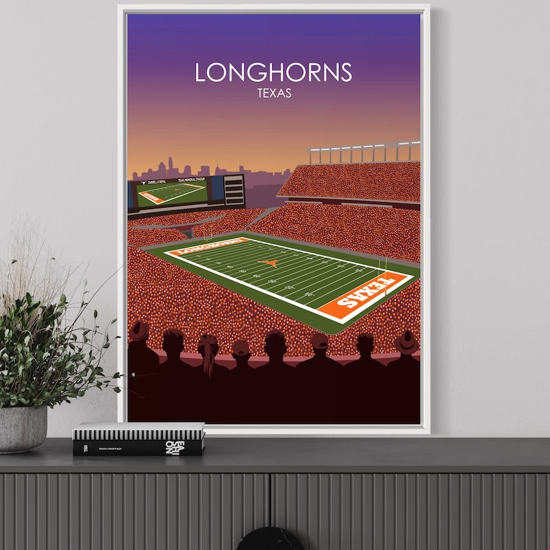 Darrell K Royal Memorial Stadium Poster | University of Texas Longhorns College Football Stadium Print
