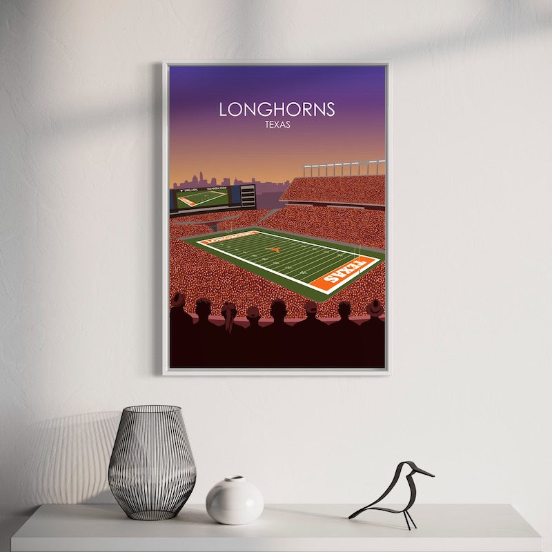 Darrell K Royal Memorial Stadium Poster | University of Texas Longhorns College Football Stadium Print
