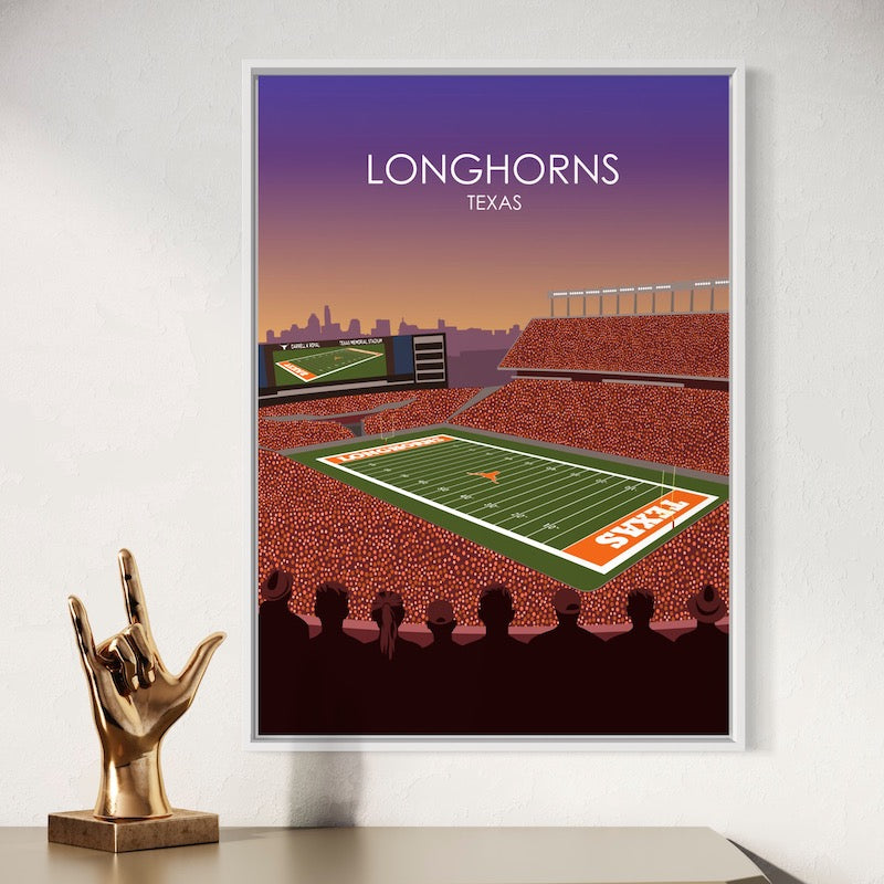 Darrell K Royal Memorial Stadium Poster | University of Texas Longhorns College Football Stadium Print