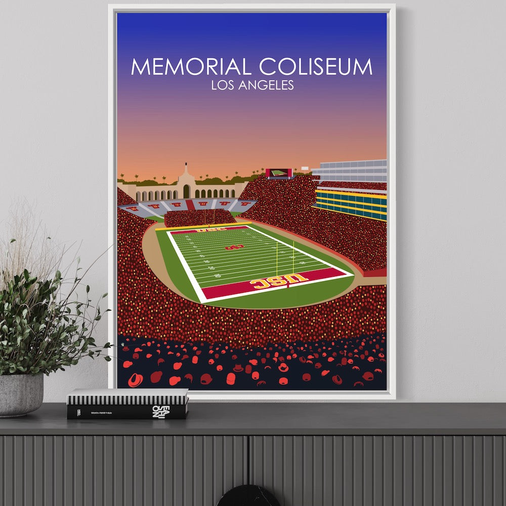 United Airlines Field at Los Angeles Memorial Coliseum Poster | USC Print | University of Southern California Football Stadium Print
