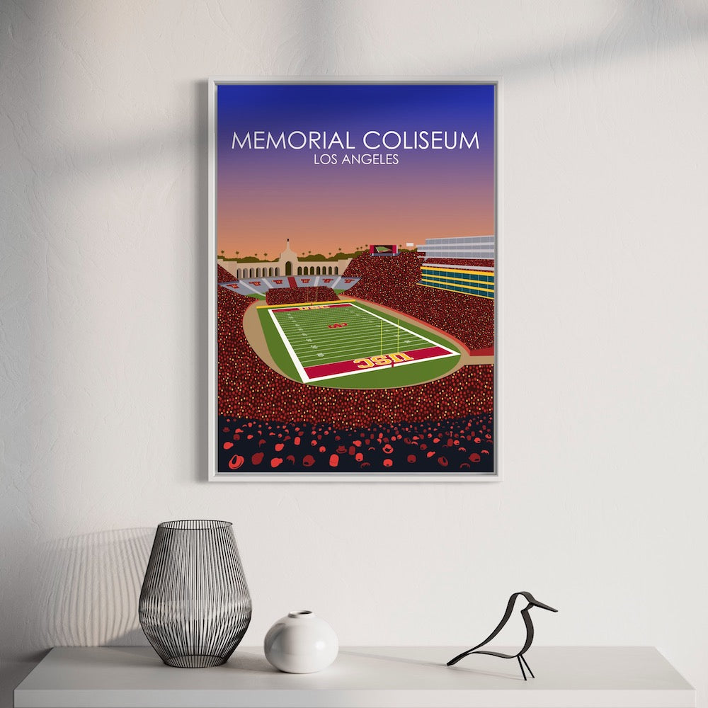United Airlines Field at Los Angeles Memorial Coliseum Poster | USC Print | University of Southern California Football Stadium Print