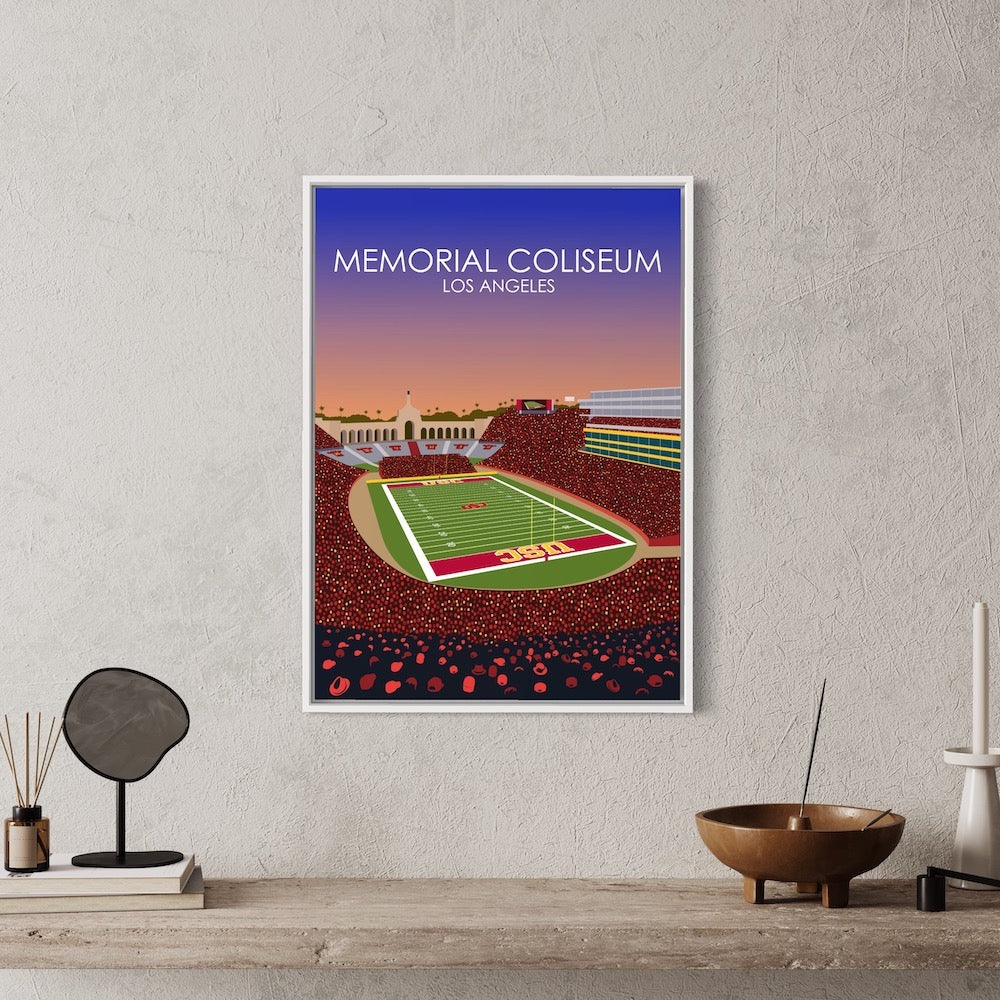 United Airlines Field at Los Angeles Memorial Coliseum Poster | USC Print | University of Southern California Football Stadium Print