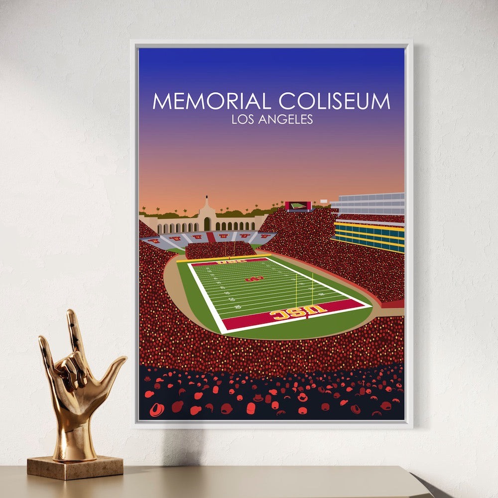 United Airlines Field at Los Angeles Memorial Coliseum Poster | USC Print | University of Southern California Football Stadium Print